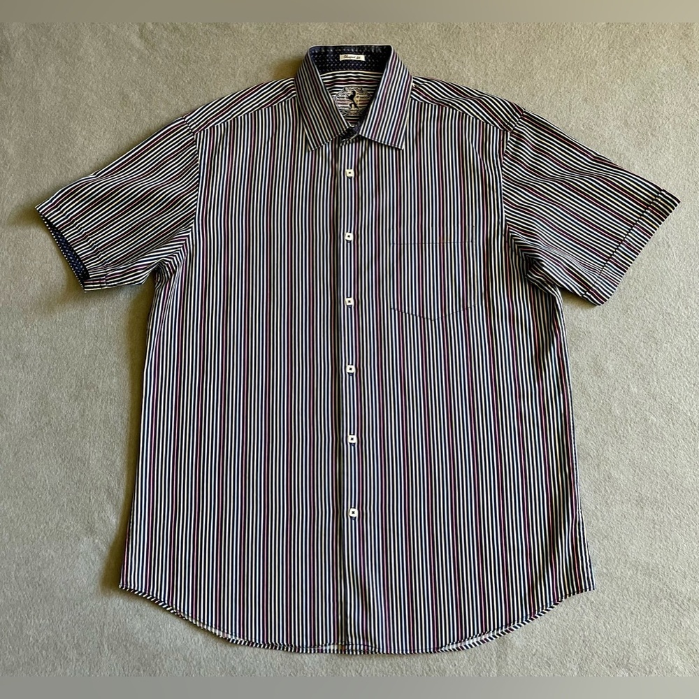 Bugatchi Uomo Shaped Fit Men’s Striped Multicolor Size Large